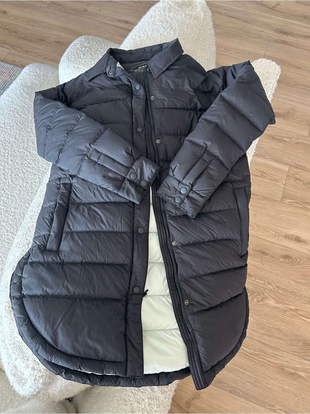 Prana Global Thistle Down Filled Black Long Coat XS